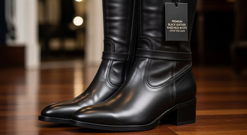Premium Black Leather Knee-High Boots – Style That Lasts
