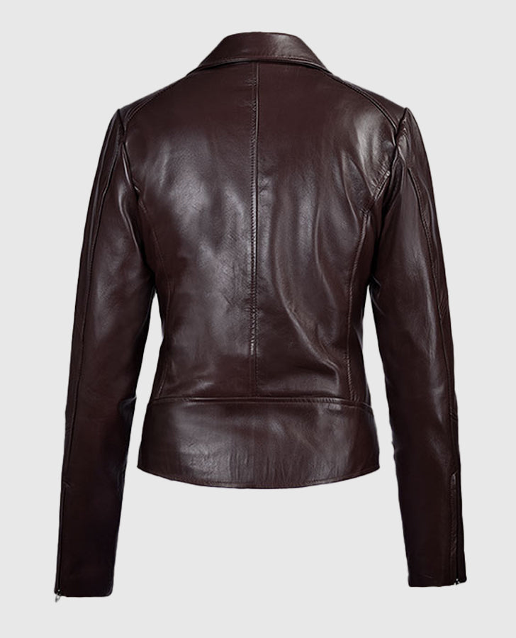 Katie Holmes maroon Leather Jacket
