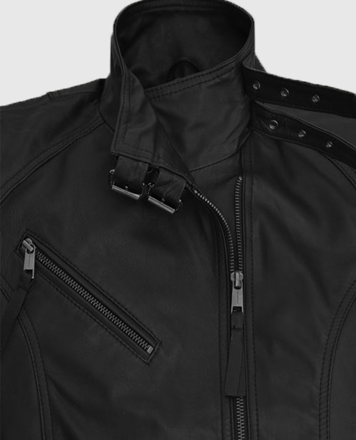 The Bricklayer Nina Dobrev Black Leather Jacket