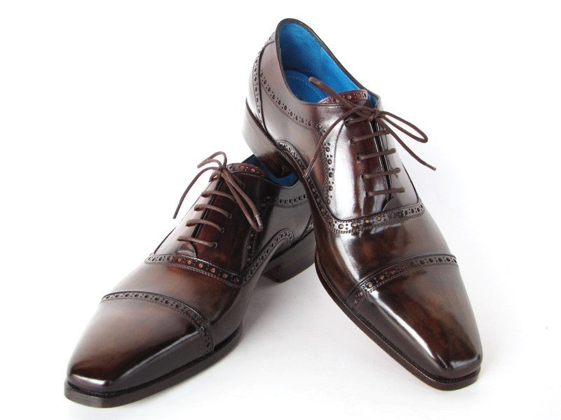 Handmade lace up oxfords dark brown leathers men dress formal shoes