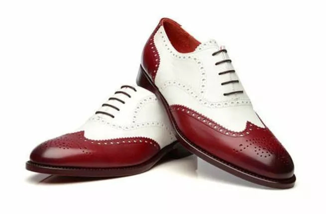 Handmade Men White & Red Wing Tip Leather Formal Lace Up Brogue Office Shoes