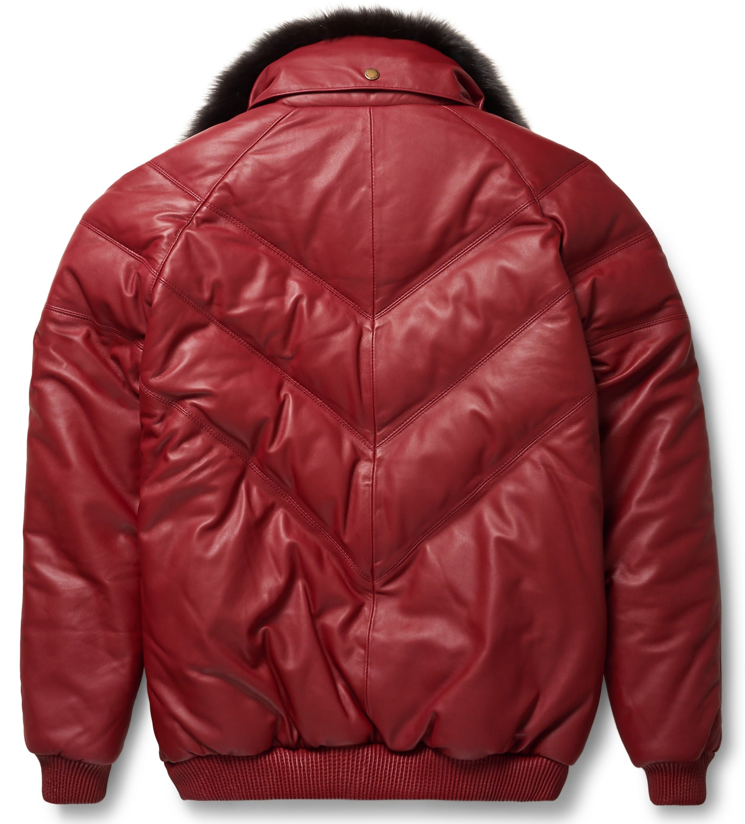 Stylish Burgundy Leather V-Bomber Jacket for a Chic Look