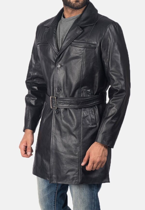 Black Leather Trench Coat Men’s - Kualited