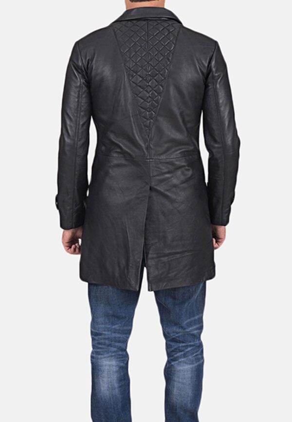 Men’s Black Leather Trench Coat - Kualited