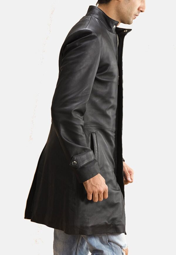 Men’s Black Leather Trench Coat - Kualited