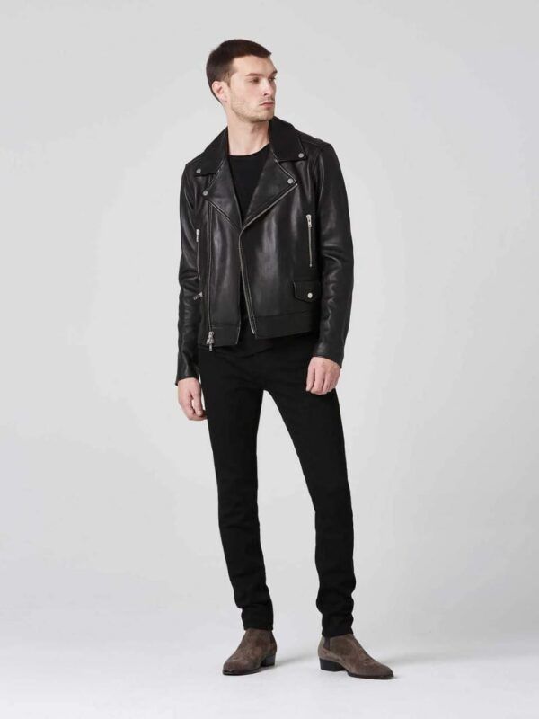 Men’s Black Leather Biker Jacket - Kualited