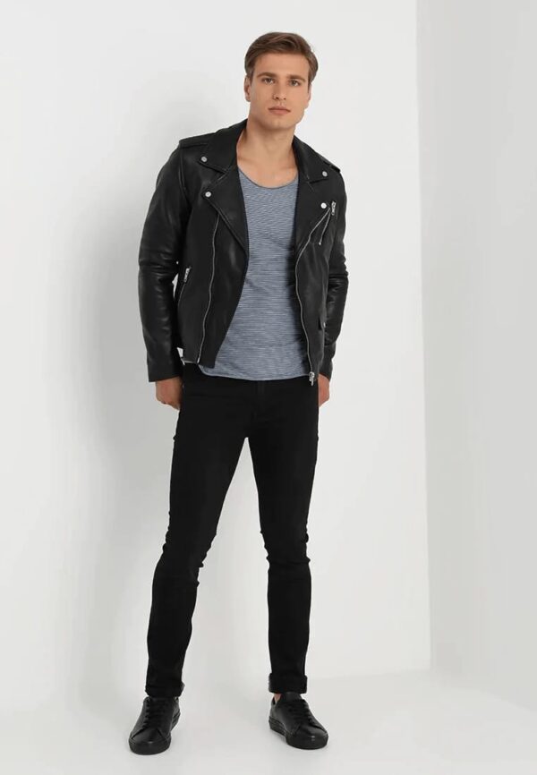 Men’s Black Leather Biker Jacket