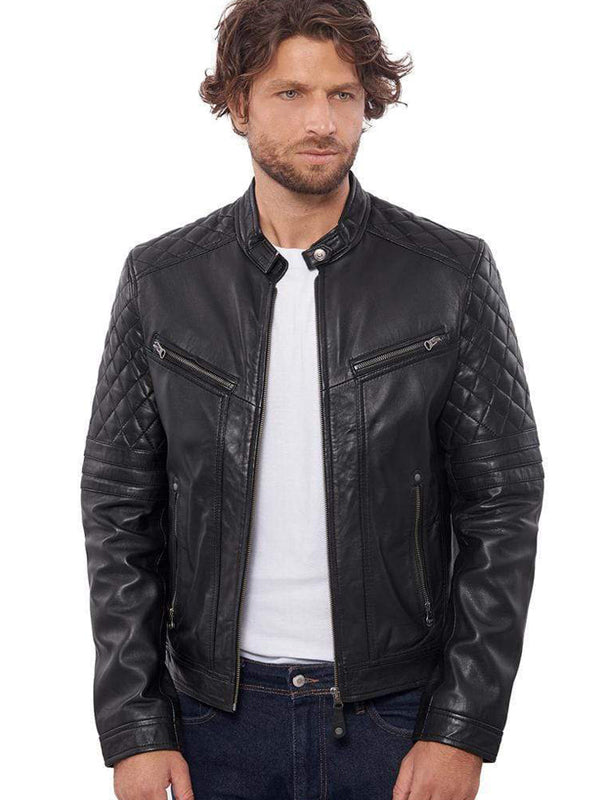 Men’s Black Leather Biker Jacket - Kualited