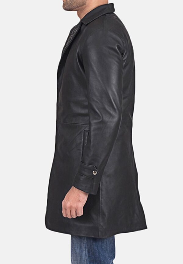 Men’s Black Leather Trench Coat - Kualited