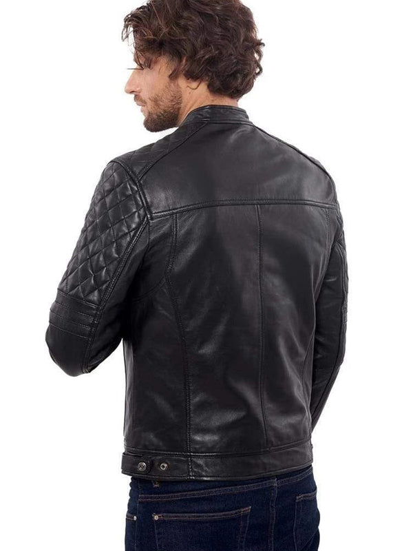 Men’s Black Leather Biker Jacket - Kualited