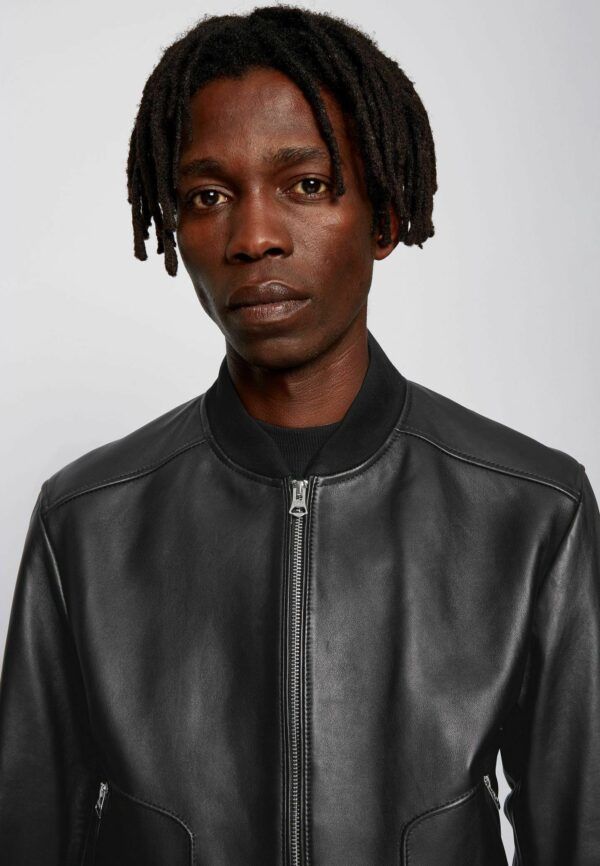 Black Leather Bomber Jacket For Men - Kualited