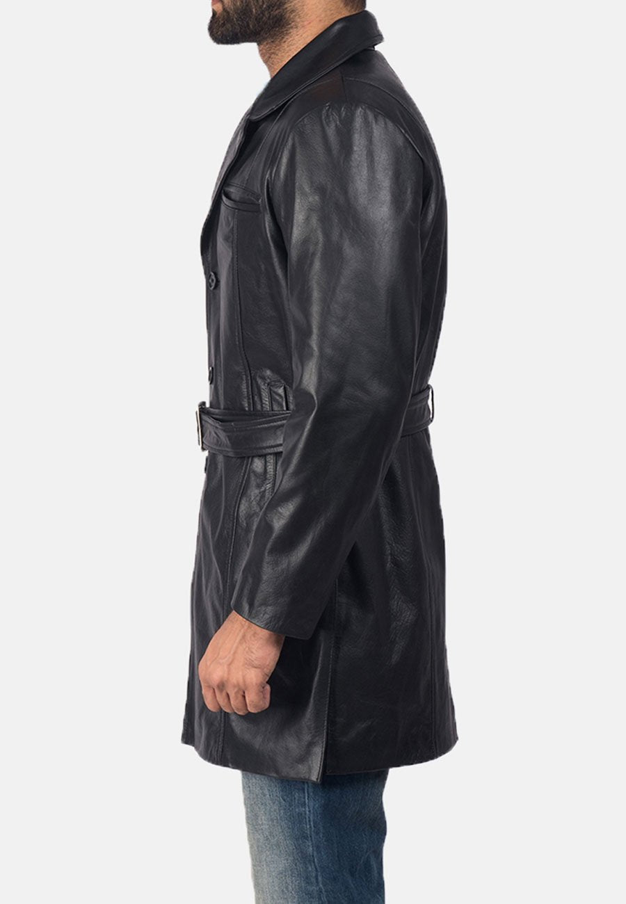 Black Leather Trench Coat Men’s - Kualited