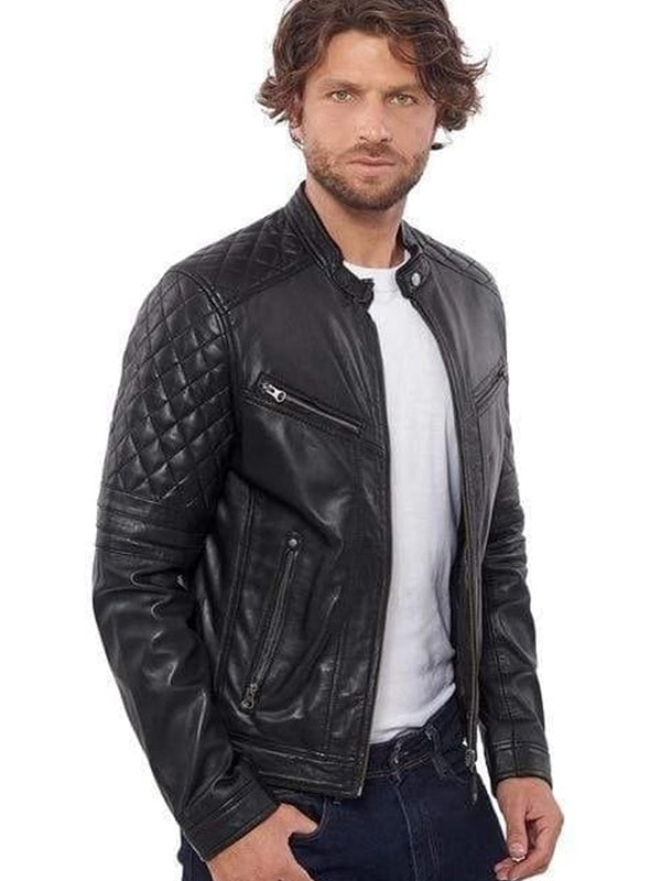 Men’s Black Leather Biker Jacket - Kualited