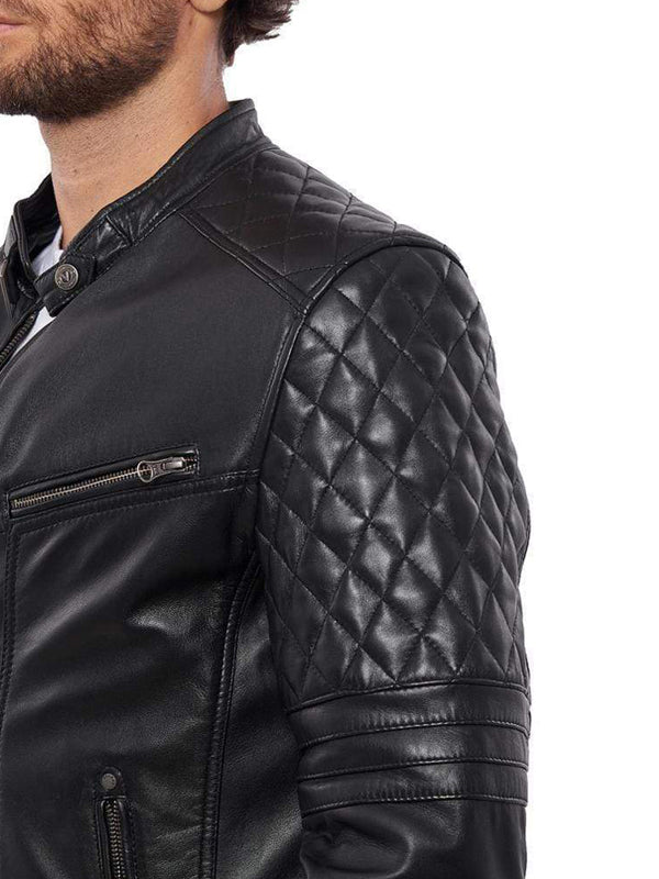 Men’s Black Leather Biker Jacket - Kualited