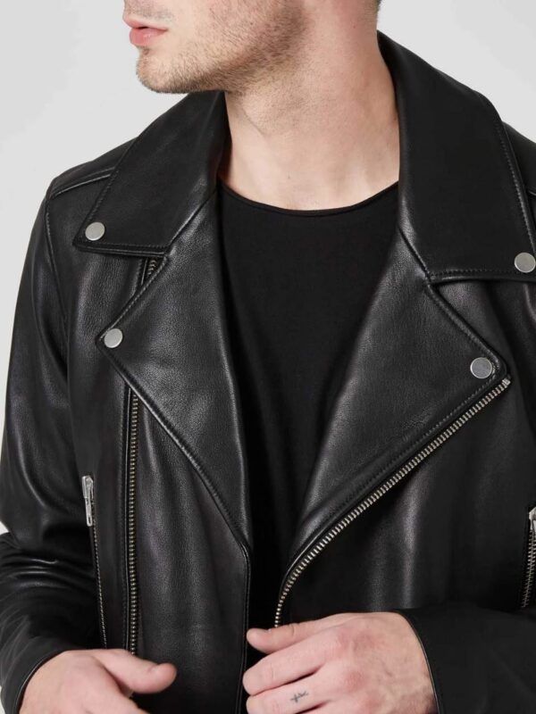 Men’s Black Leather Biker Jacket - Kualited