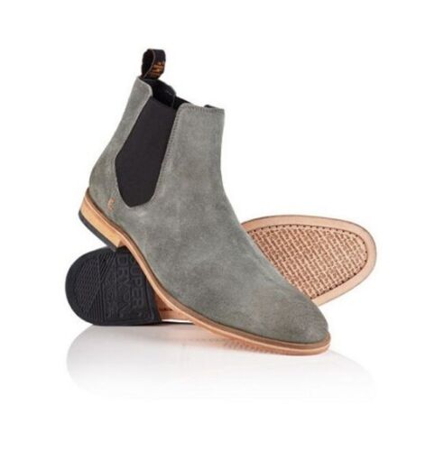 Handmade Men Suede Chelsea Boots, Gray Color Ankle Boots