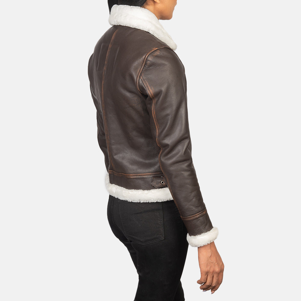 Sherilyn B-3 Brown Leather Bomber Jacket - Kualited