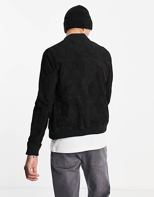 Originals suede bomber jacket in black