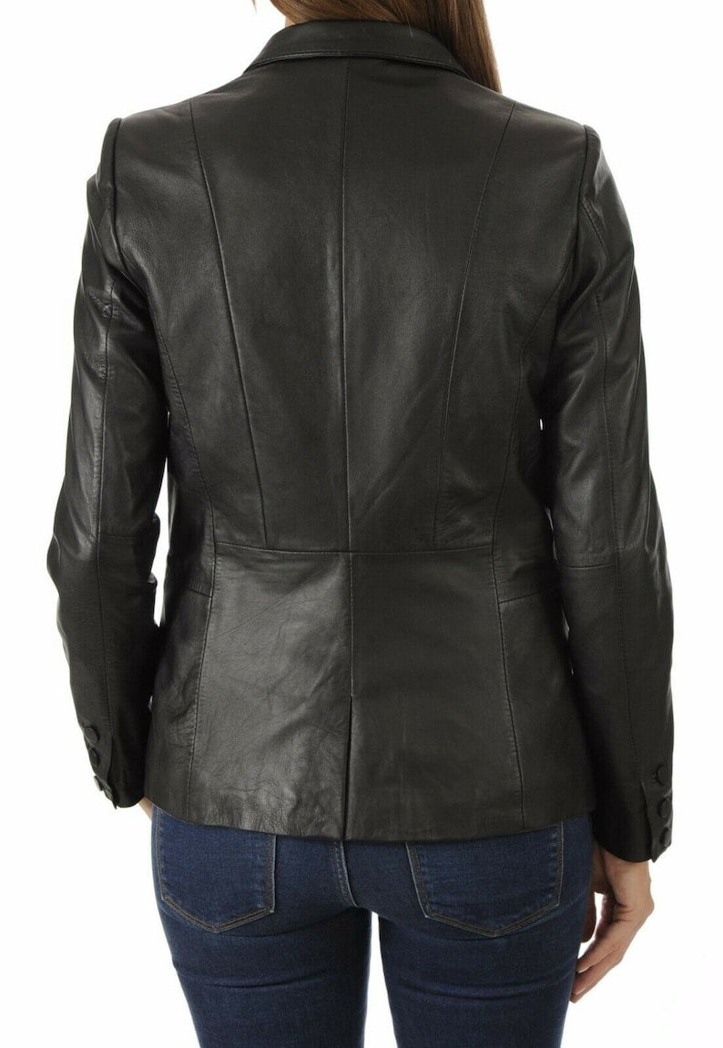 Women's Leather Blazer Casual Lambskin