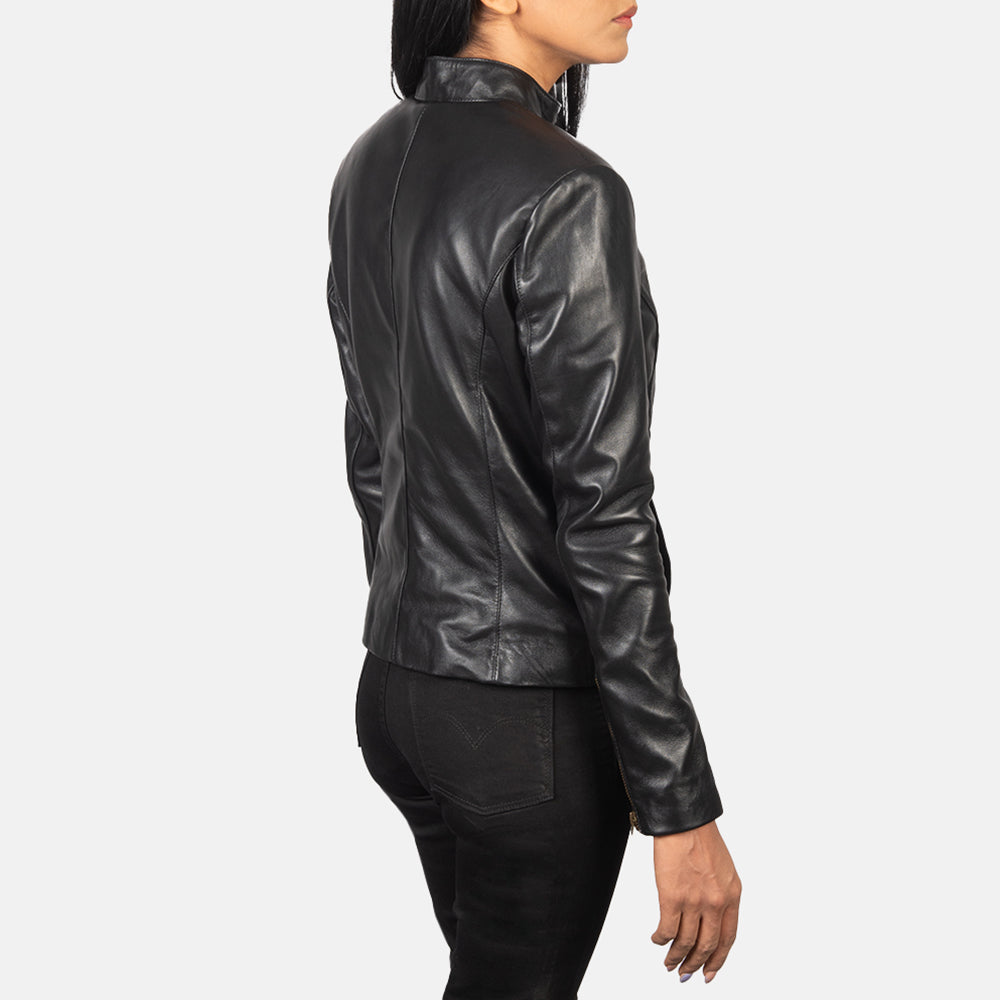 Rumella Black Leather Biker Jacket - Kualited