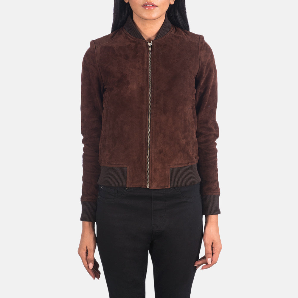 Bliss Brown Suede Bomber Jacket - Kualited