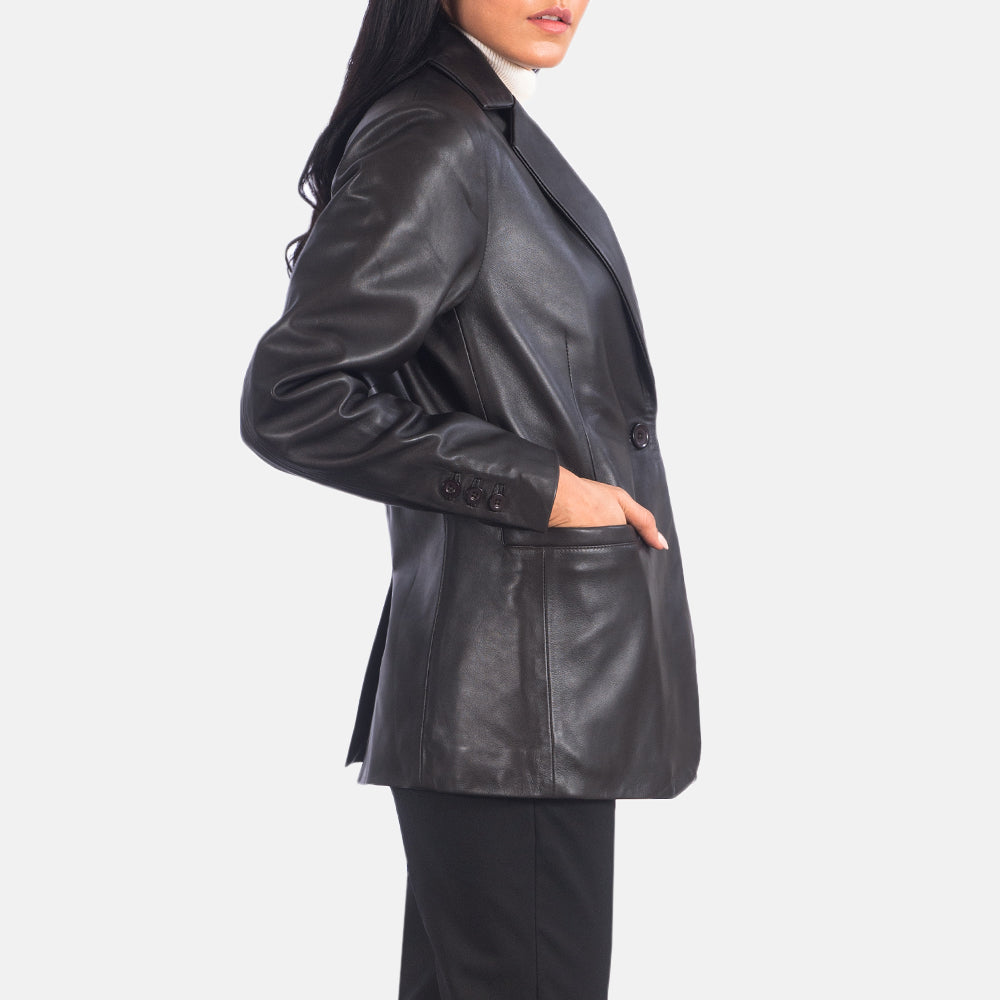 Norma Brown Leather Blazer - Kualited