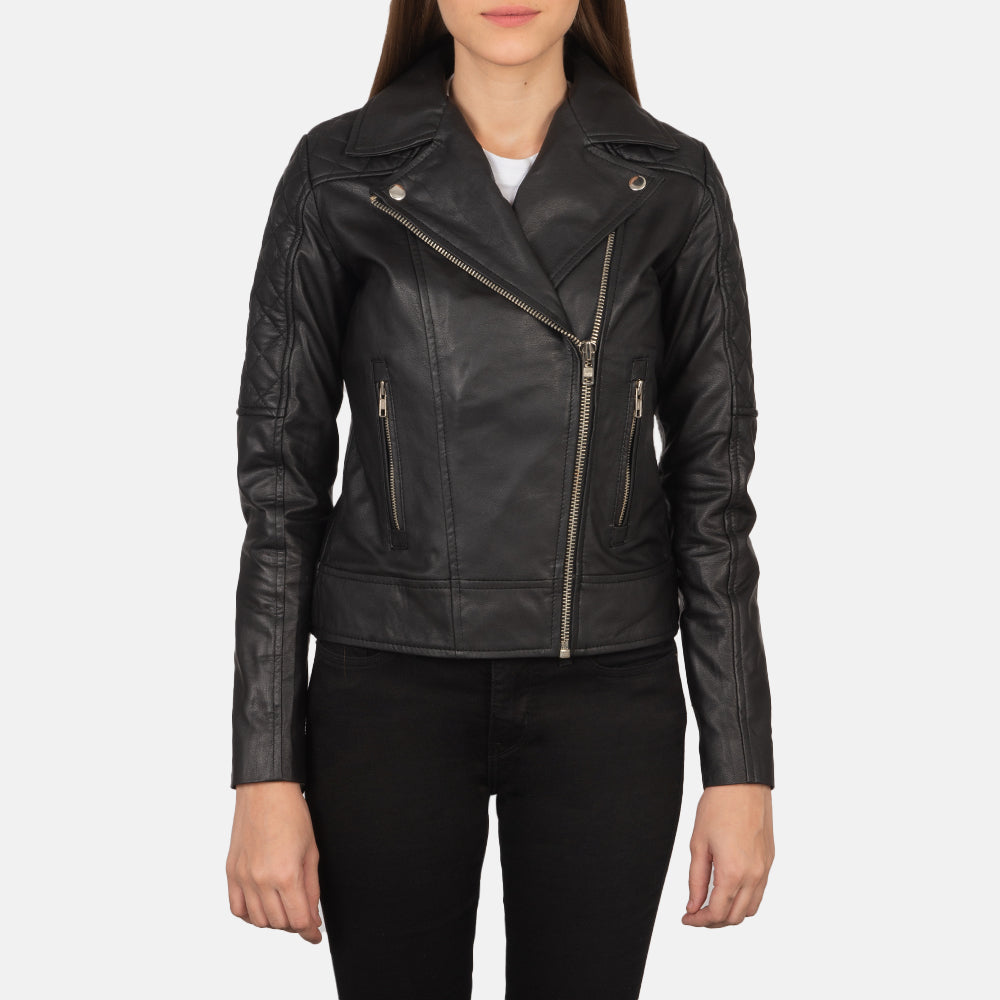 Carolyn Quilted Black Biker Jacket