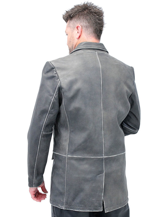 Vintage Grey Leather Blazer