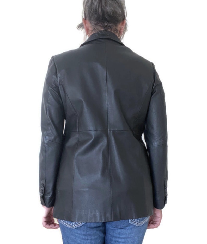 Aesthetic Black Leather Blazer Jacket