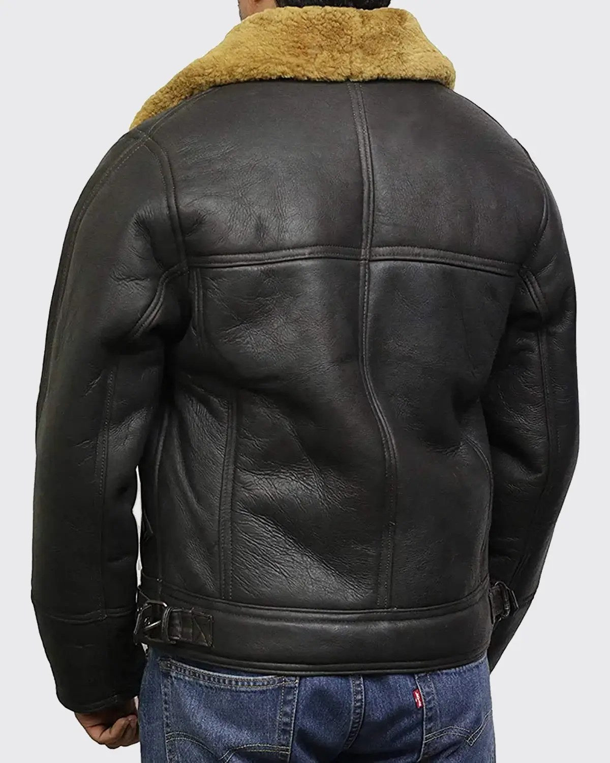 Men’s Brown Biker B3 Bomber Sheepskin Shearling Jacket