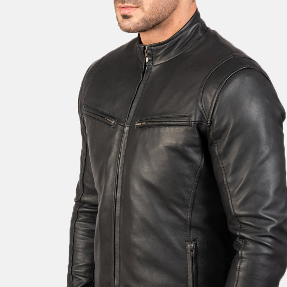 Ionic Black Leather Jacket - Kualited