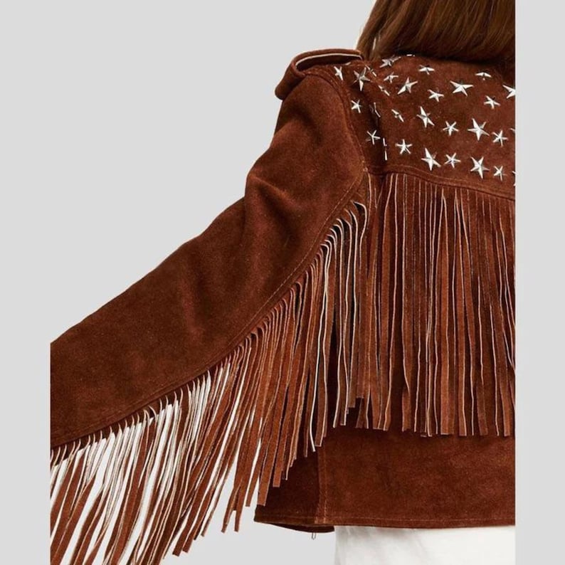 Handmade Women Suede Fringe Jacket