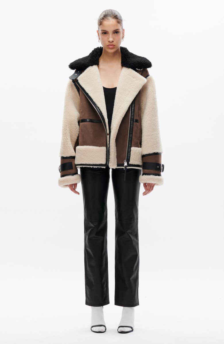 Celeste Genuine Shearling Biker Jacket