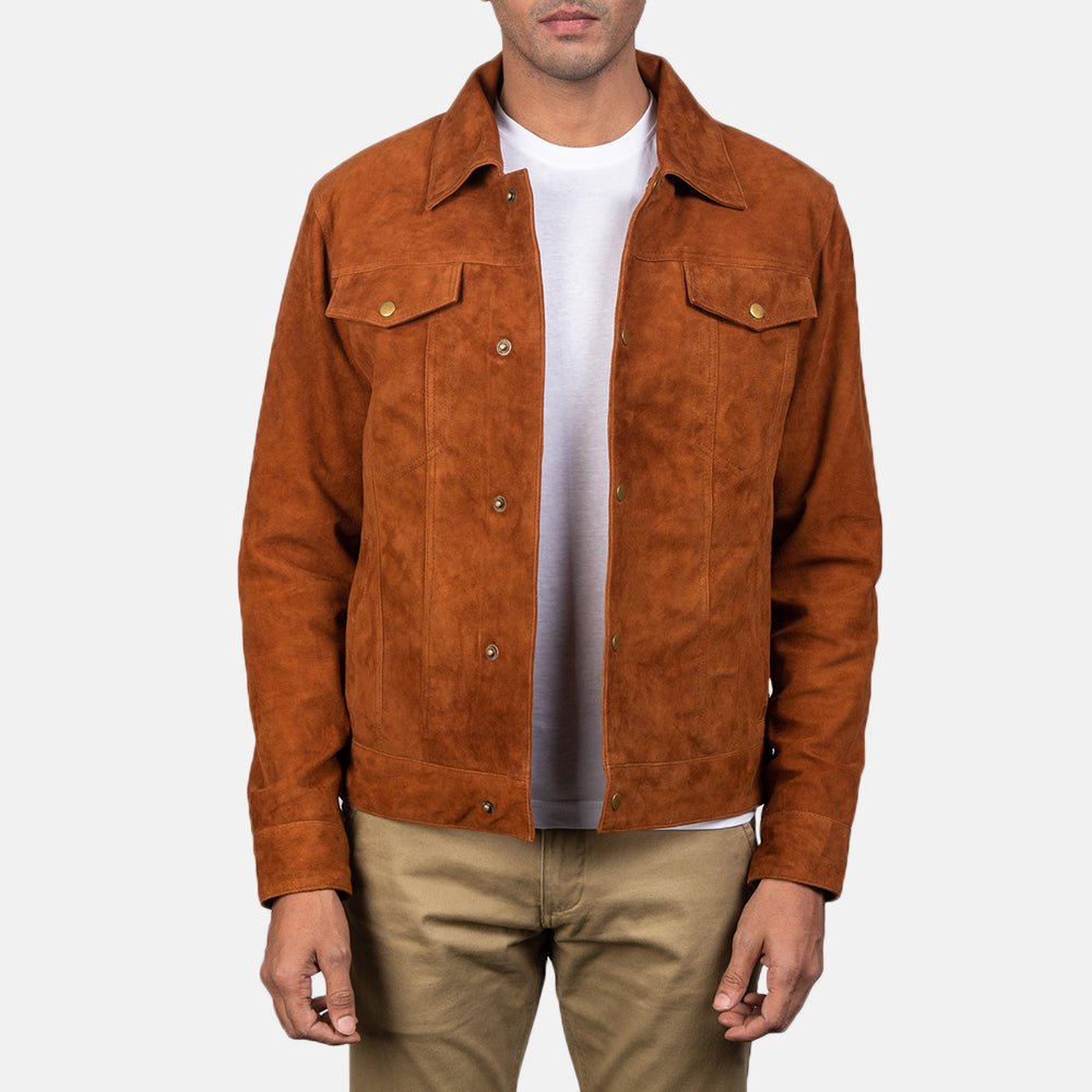 Stallon Brown Suede Trucker Jacket