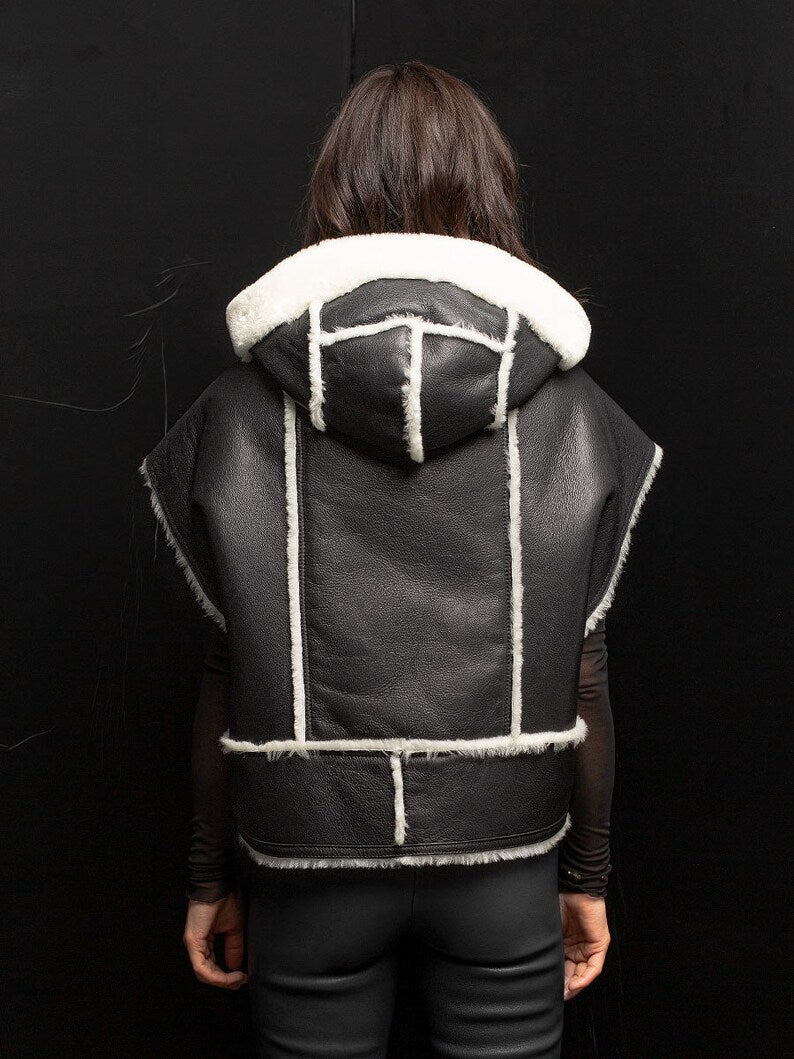 women black shearling vest