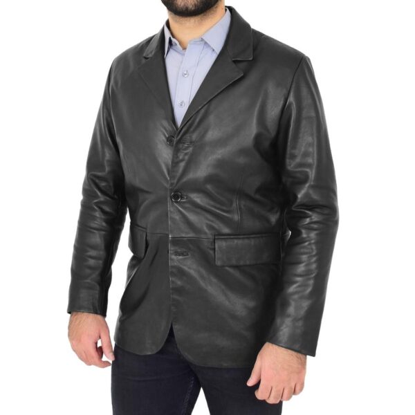 Men’s Classic Black Leather Blazer - Kualited