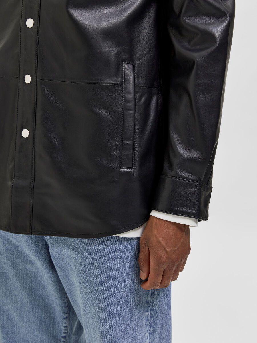 Men’s Black Leather Full Sleeves Shirt - Kualited