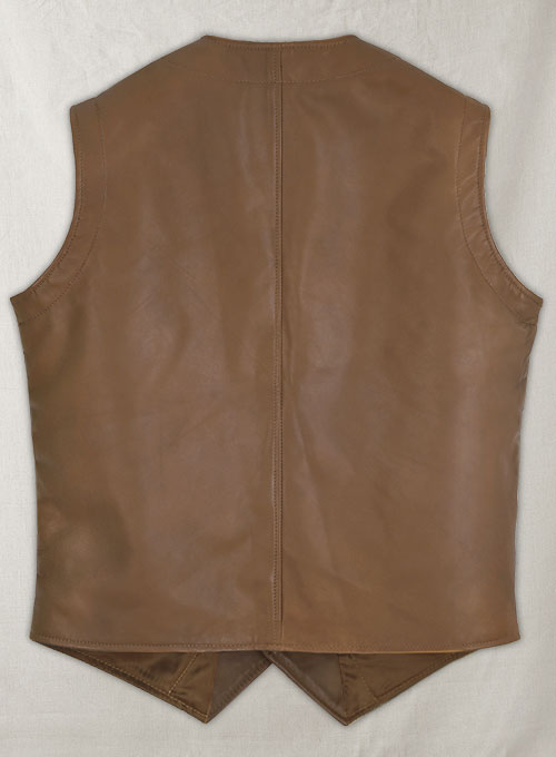 Men’s Brown Leather Biker Vest - Kualited