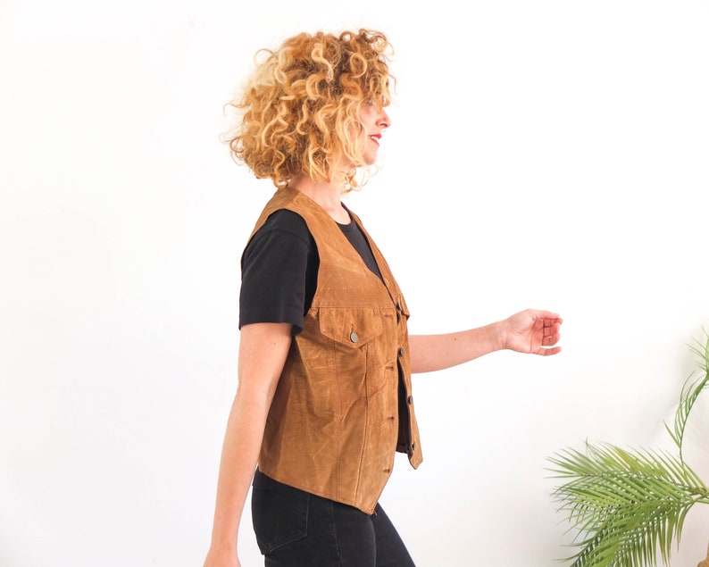 Vintage brown leather suede vest