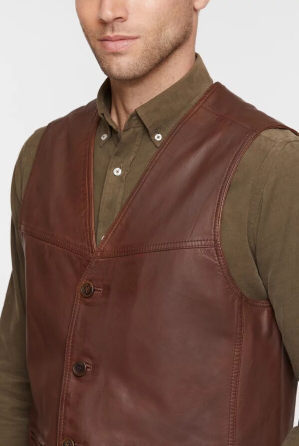 Men’s Chocolate Brown Leather Vest - Kualited