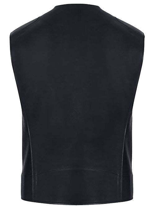 Men’s Black Leather Biker Vest Slim Fit - Kualited