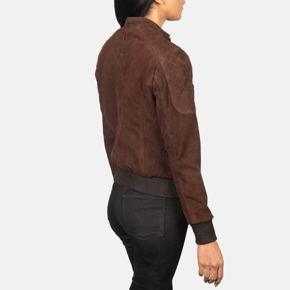 Zenna Mocha Suede Bomber Jacket - Kualited