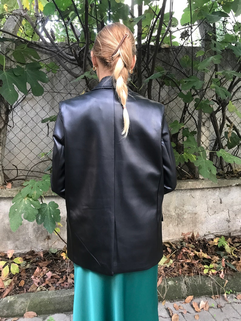 Black Vegan Leather Blazer