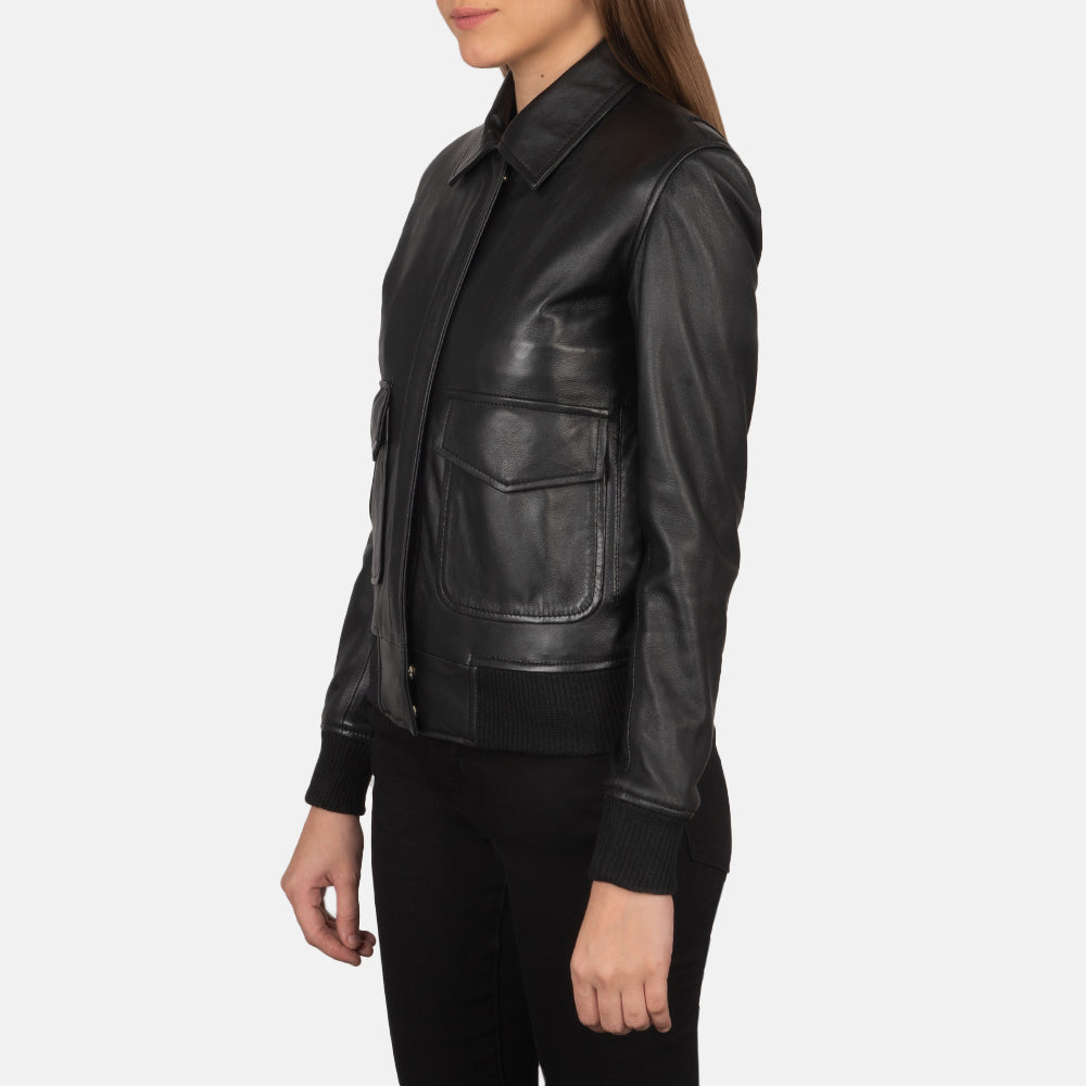 Westa A-2 Black Leather Bomber Jacket - Kualited