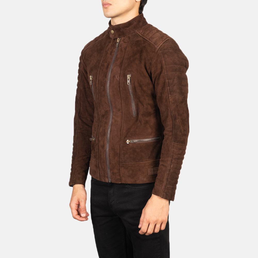 Damian Mocha Suede Biker Jacket