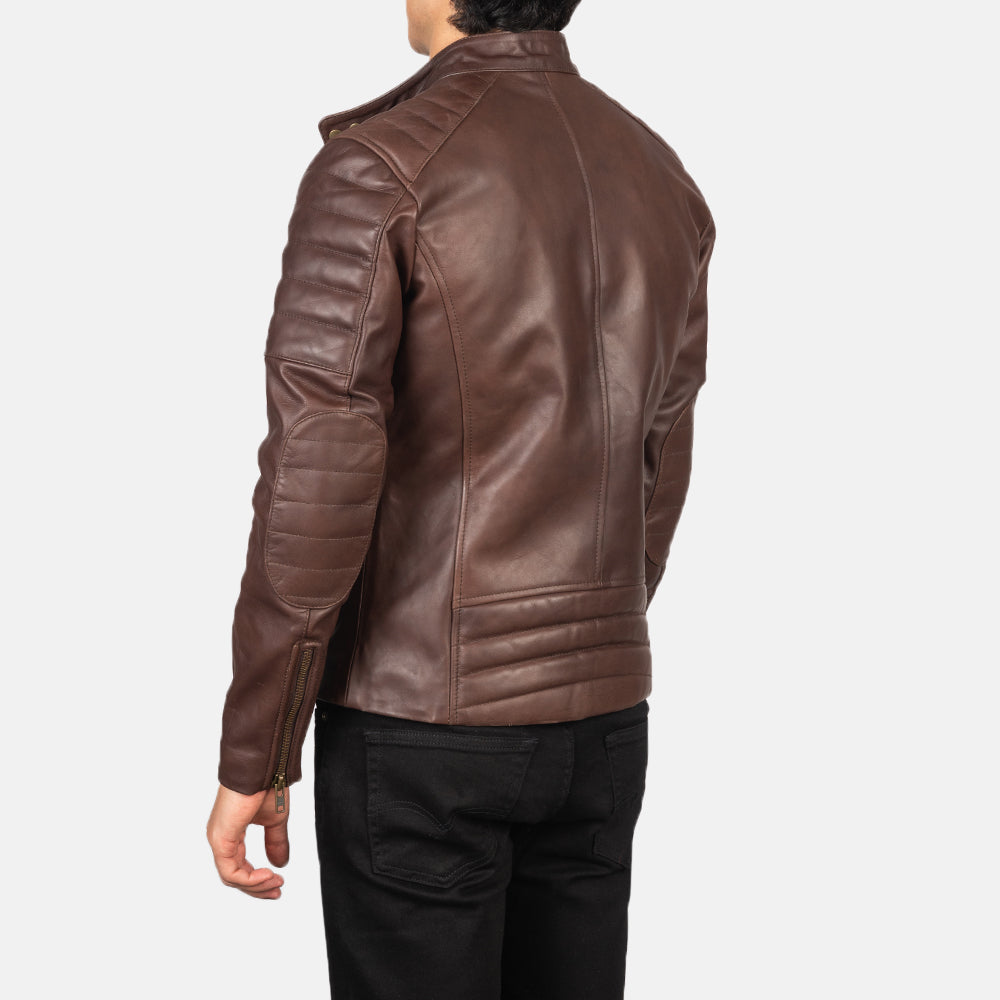 Faisor Brown Leather Biker Jacket - Kualited