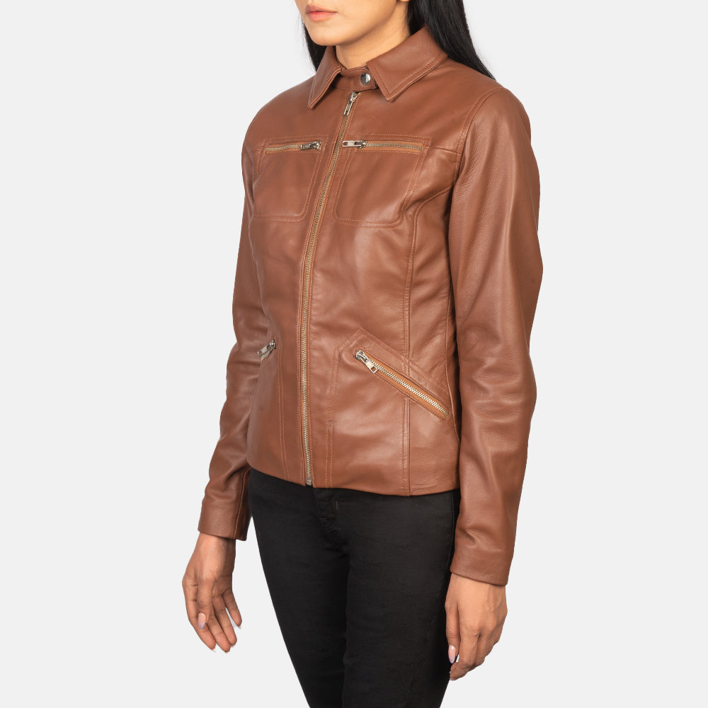 Tomachi Brown Leather Biker Jacket