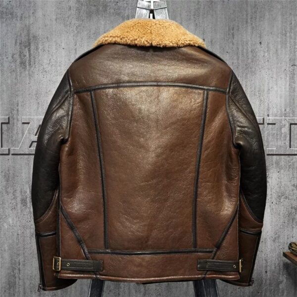 Men’s Aviator Dark Brown Leather Shearling Jacket - Kualited