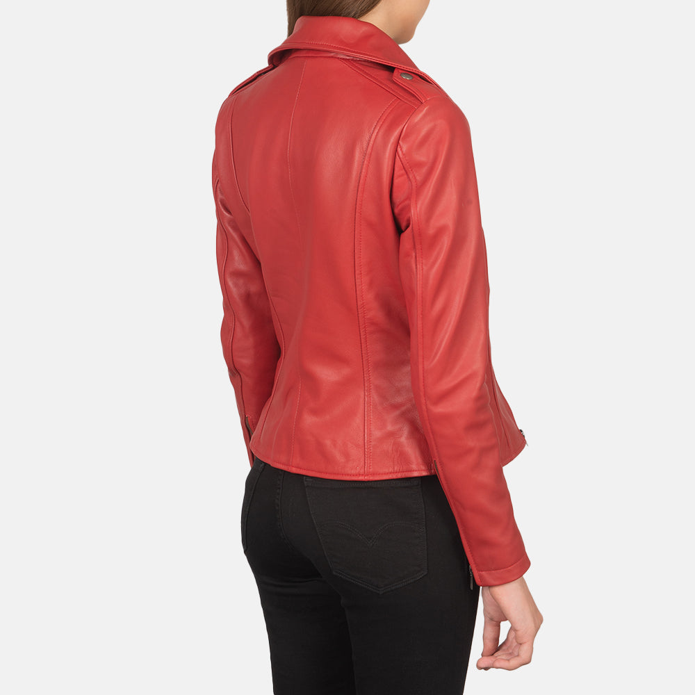 Flashback Red Leather Biker Jacket - Kualited