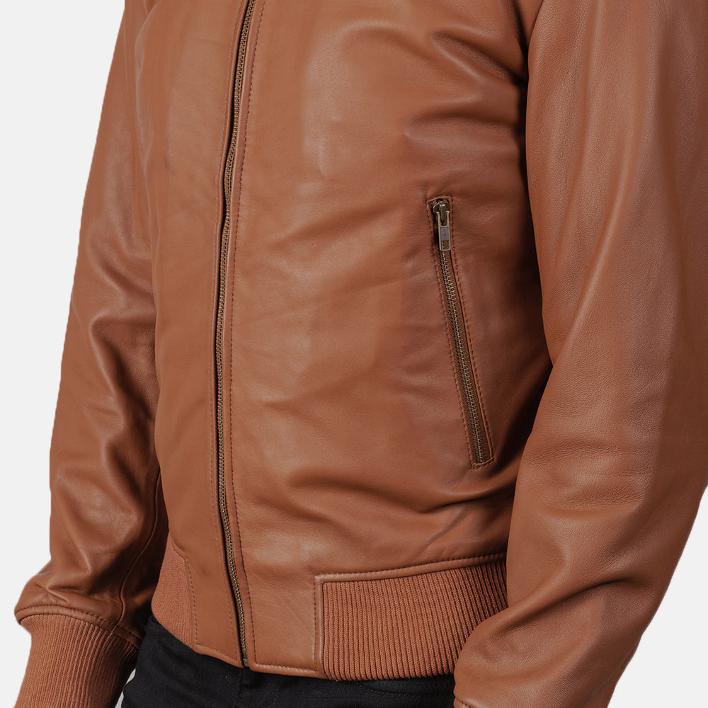 Shane Brown Leather Bomber Jacket - Kualited